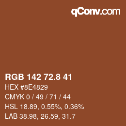 カラーコード: RGB 142 72.8 41 | qconv.com