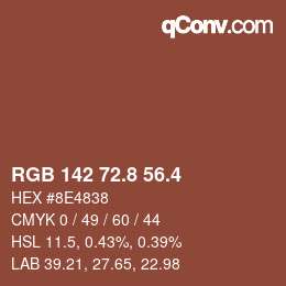 カラーコード: RGB 142 72.8 56.4 | qconv.com