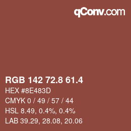 カラーコード: RGB 142 72.8 61.4 | qconv.com