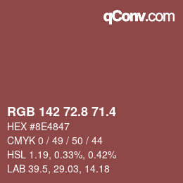 カラーコード: RGB 142 72.8 71.4 | qconv.com
