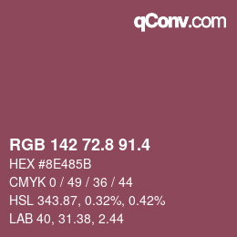 カラーコード: RGB 142 72.8 91.4 | qconv.com