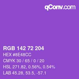 颜色代码: RGB 142 72 204 | qconv.com