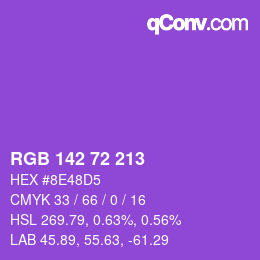 Color code: RGB 142 72 213 | qconv.com