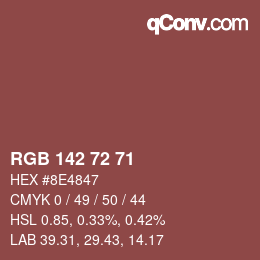 Color code: RGB 142 72 71 | qconv.com
