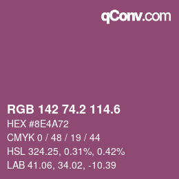カラーコード: RGB 142 74.2 114.6 | qconv.com