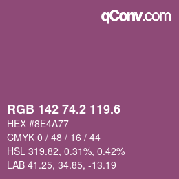 カラーコード: RGB 142 74.2 119.6 | qconv.com