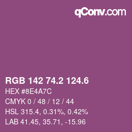 カラーコード: RGB 142 74.2 124.6 | qconv.com