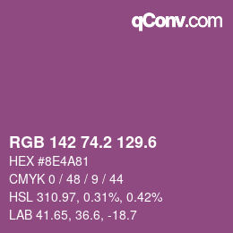 カラーコード: RGB 142 74.2 129.6 | qconv.com