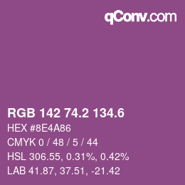カラーコード: RGB 142 74.2 134.6 | qconv.com