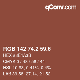 カラーコード: RGB 142 74.2 59.6 | qconv.com