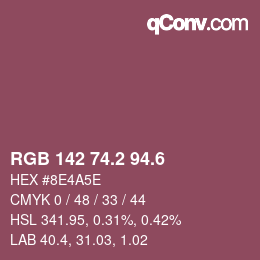 カラーコード: RGB 142 74.2 94.6 | qconv.com