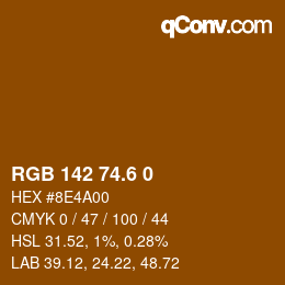 カラーコード: RGB 142 74.6 0 | qconv.com