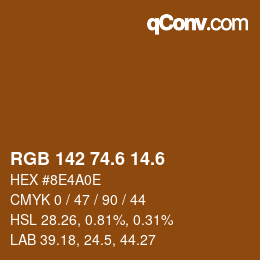 カラーコード: RGB 142 74.6 14.6 | qconv.com