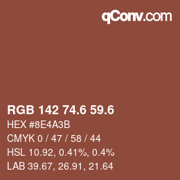 カラーコード: RGB 142 74.6 59.6 | qconv.com