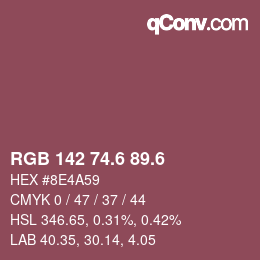 カラーコード: RGB 142 74.6 89.6 | qconv.com