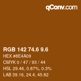 カラーコード: RGB 142 74.6 9.6 | qconv.com
