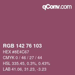 Color code: RGB 142 76 103 | qconv.com