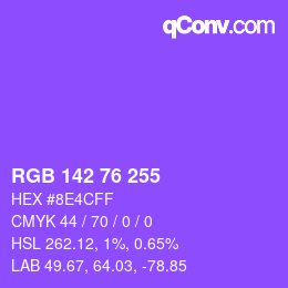 Color code: RGB 142 76 255 | qconv.com