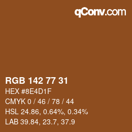 カラーコード: RGB 142 77 31 | qconv.com
