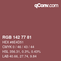 Color code: RGB 142 77 81 | qconv.com
