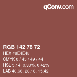 Color code: RGB 142 78 72 | qconv.com