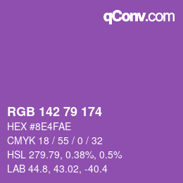 カラーコード: RGB 142 79 174 | qconv.com