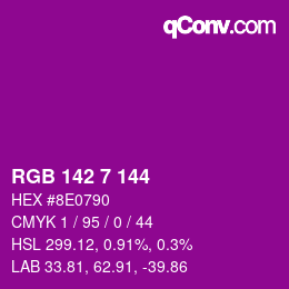 カラーコード: RGB 142 7 144 | qconv.com