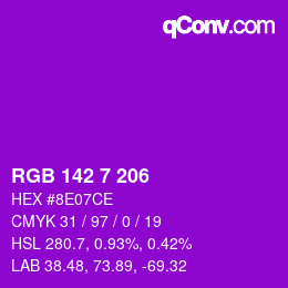 Color code: RGB 142 7 206 | qconv.com