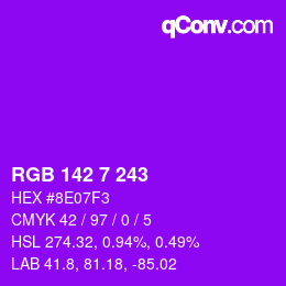 Color code: RGB 142 7 243 | qconv.com