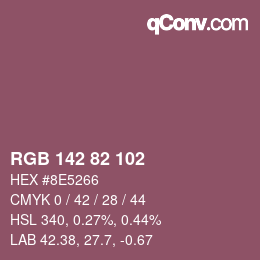 Color code: RGB 142 82 102 | qconv.com
