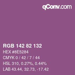 Color code: RGB 142 82 132 | qconv.com
