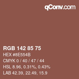 Farbcode: RGB 142 85 75 | qconv.com