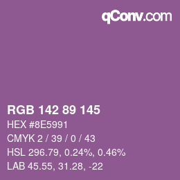 Color code: RGB 142 89 145 | qconv.com