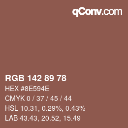 Color code: RGB 142 89 78 | qconv.com