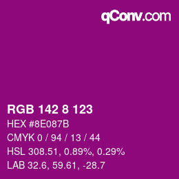 Color code: RGB 142 8 123 | qconv.com