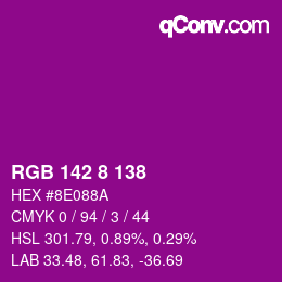 Color code: RGB 142 8 138 | qconv.com