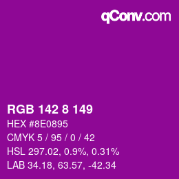 カラーコード: RGB 142 8 149 | qconv.com