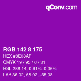 Color code: RGB 142 8 175 | qconv.com