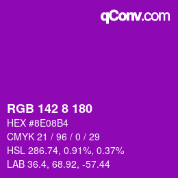 Farbcode: RGB 142 8 180 | qconv.com