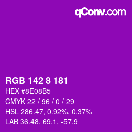 Color code: RGB 142 8 181 | qconv.com