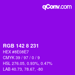 カラーコード: RGB 142 8 231 | qconv.com
