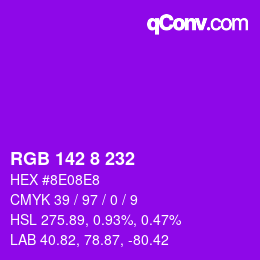 カラーコード: RGB 142 8 232 | qconv.com