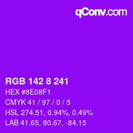 カラーコード: RGB 142 8 241 | qconv.com