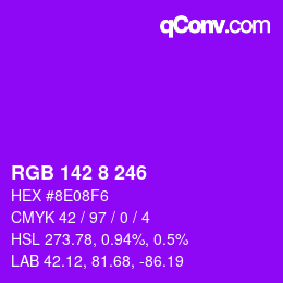 Farbcode: RGB 142 8 246 | qconv.com