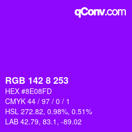 颜色代码: RGB 142 8 253 | qconv.com