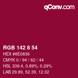 カラーコード: RGB 142 8 54 | qconv.com