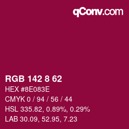 Color code: RGB 142 8 62 | qconv.com