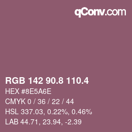 カラーコード: RGB 142 90.8 110.4 | qconv.com