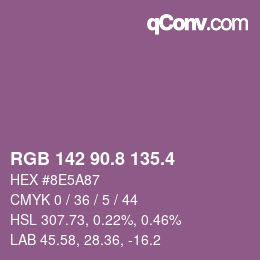 カラーコード: RGB 142 90.8 135.4 | qconv.com