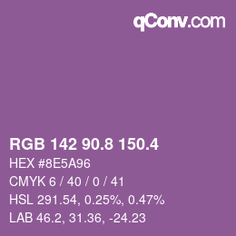 カラーコード: RGB 142 90.8 150.4 | qconv.com